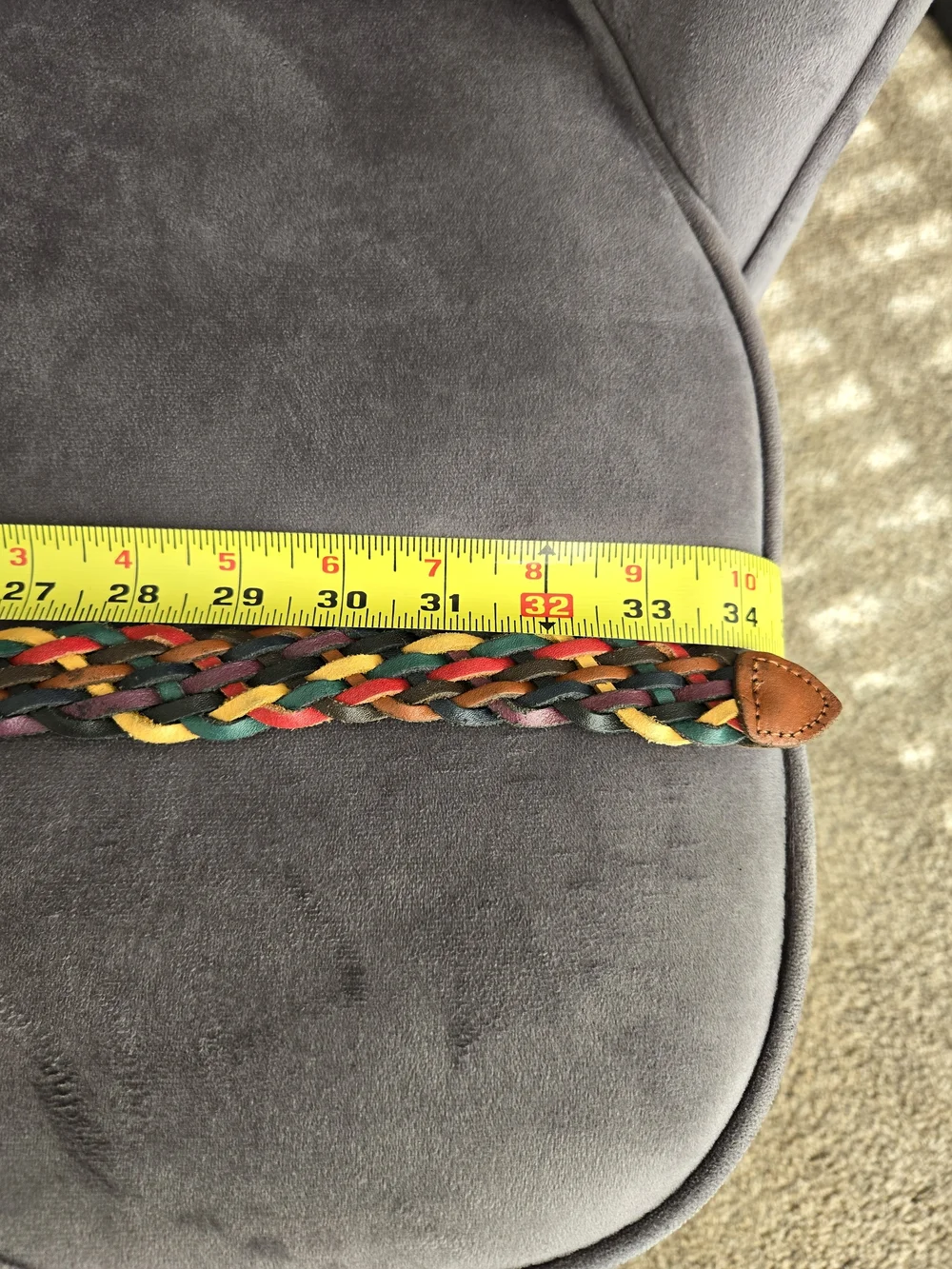 Capezio Multicolor Braided Leather Belt with Tan Ends